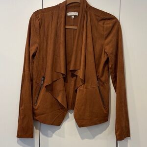 bagatelle Brown Draped Faux-Suede Waterfall Jacket
